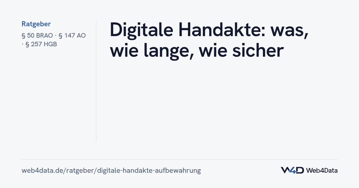 Titelgrafik: Digitale Handakte: was, wie lange, wie sicher (Kanzleiorganisation)